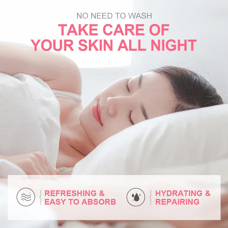 50pcs LAIKOU Sakura Moisturizing Sleeping Face Mask Night Repairing Facial Cream Packs Nourishing Hydrating Smooth Mask for Face