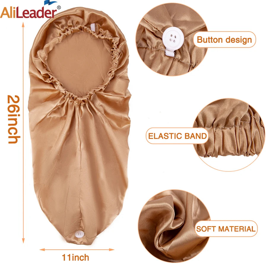 Cheap Long Sleep Cap for Women 1 PCS Large Soft Elastic Satin Band Night Bonnet for Curly Dreadlock Braid