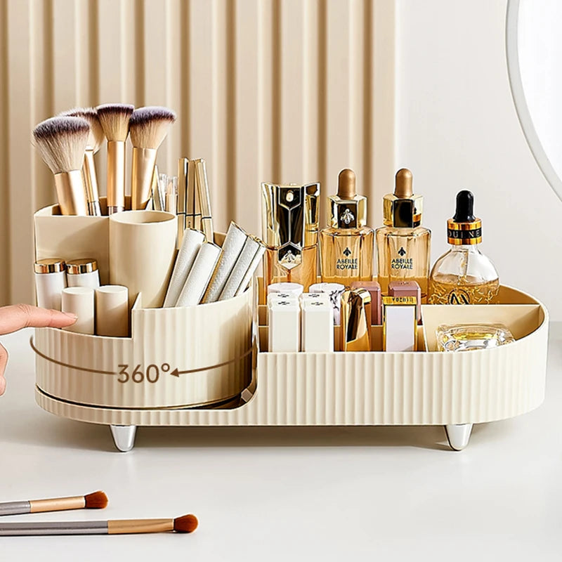 360° Rotating Makeup Luxury Brush Holder Cosmet Storag Box Makeup Organiser Lipsticks Make Up Container Vanity Organizer Box