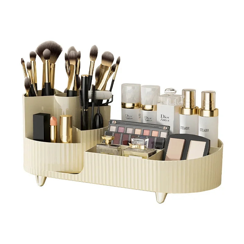 360° Rotating Makeup Brush Holder Cosmet Storag Box Luxury Makeup Organiser Lipsticks Make Up Container Vanity Organizer Box