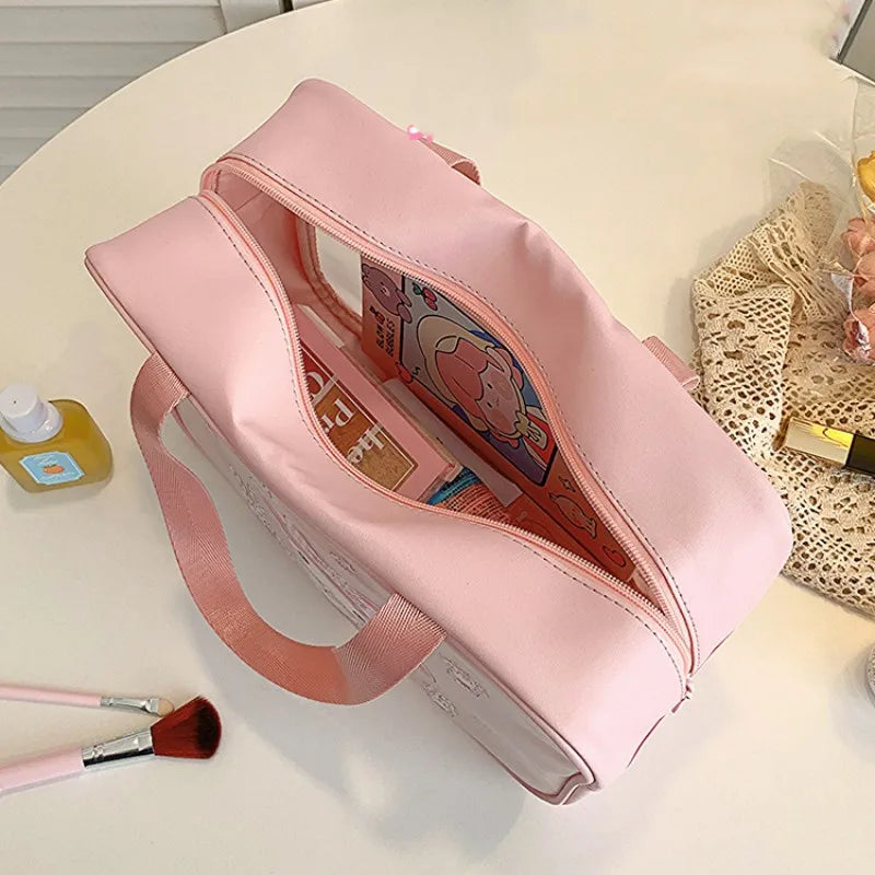 Hello Kitty Makeup Bag Sanrio Cosmetic Bag Kuromi Cinnamoroll Waterproof Women Travel My Melody Portable Bag Pvc Storage Handbag