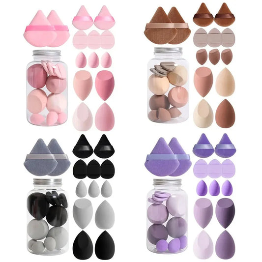 14Pcs/Set Makeup Sponge Set with Storage Jar Velvet Beauty Blenders Makeup Sponge Finger Puff Foundation Cosmetic Puffs