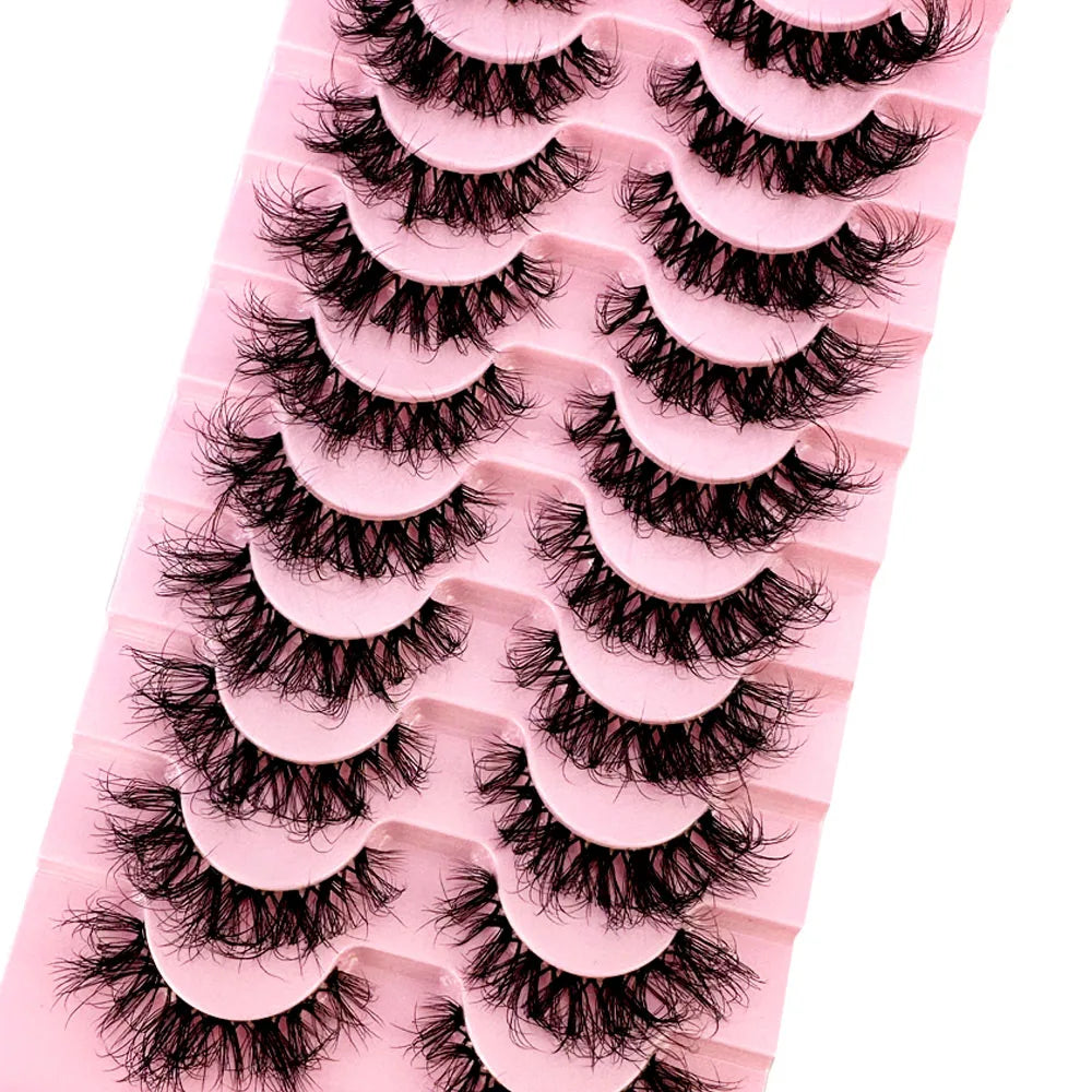 New10 Pairs Lashes manga Lashes 3D Clear Band Lashes Natural Look Wispy Mink Eyelashes Fluffy Cat Eye Lashes Pack Fake Eyelashes