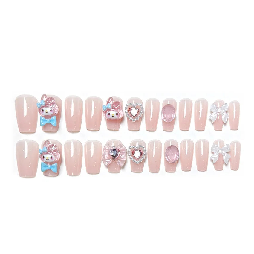 Sanrio False Nail Kawaii 24pcs Melody Accessories Press on Nails Patch Detachable Nail Tips Manicure Jewelry Schoolgirl Gift