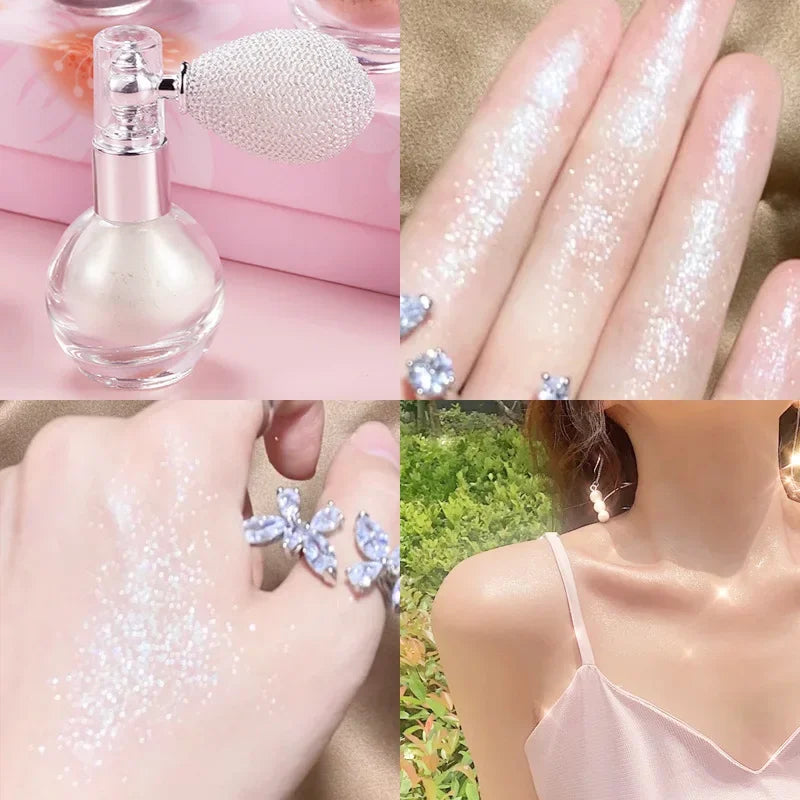 Diamond Highlighter Powder Spray Waterproof High Gloss Glitter Body Bronzer Highlight Powder Face Contour Illuminator Makeup