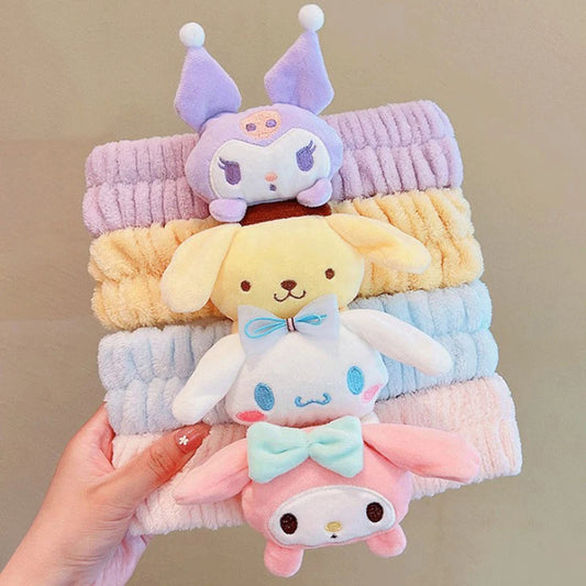 Sweet Sanrio Hair Band Cartoon Melody Kuromi Cinnamoroll Headband Wash Face Non Slip Wash Makeup Elastic Headwear