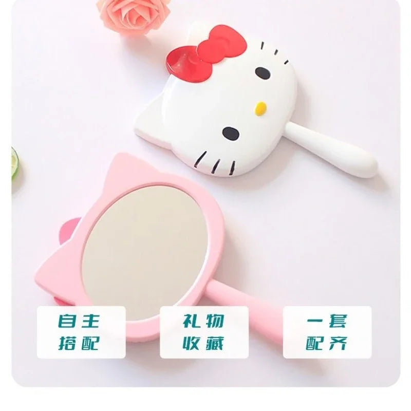 Hello kity kawaii handle mirror Y2K DIY diamond stickers for besties and girlfriends birthday gifts makeup mirror wholesale