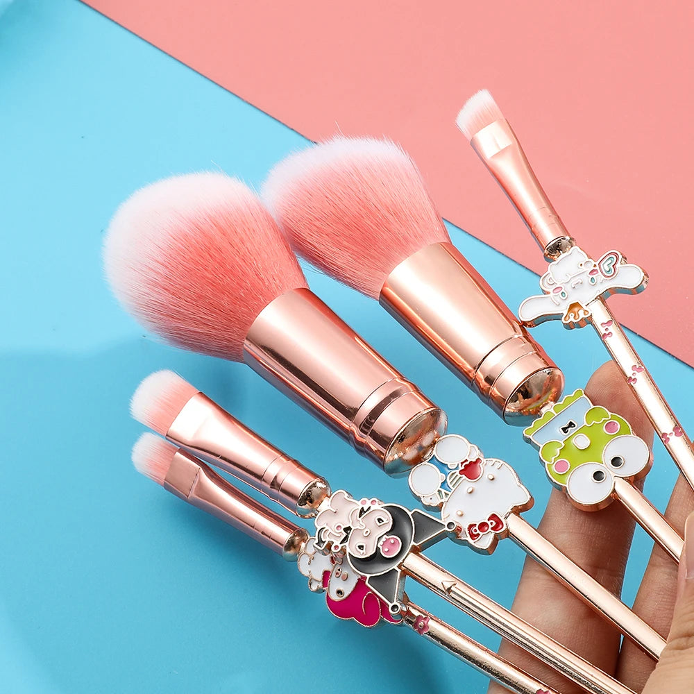 5pcs/set Sanrio Hello Kitty Makeup Brush Cute Kuromi Soft Fluffy for Women's Cosmetic Makeup Foundation Eyeshadow Brush