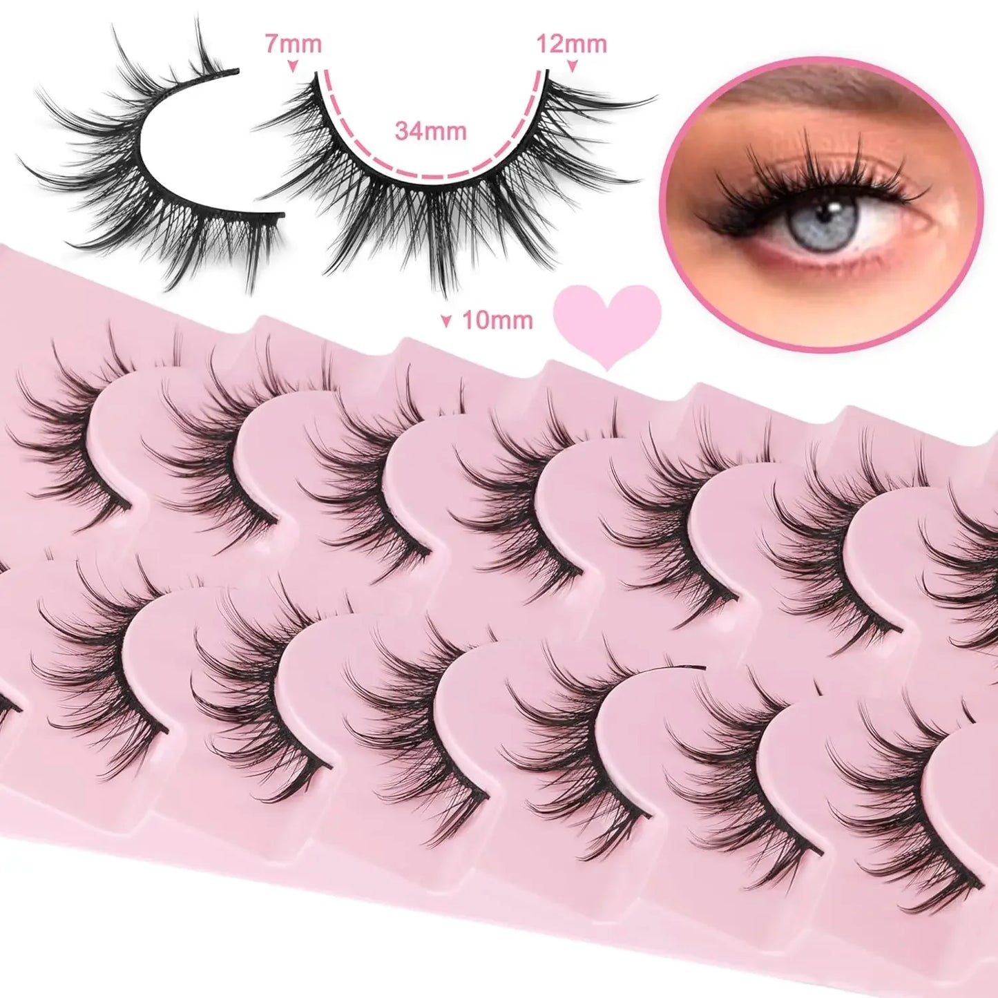 Manga Lashes Natural Look False Eyelashes Anime Lashes Mink Wispy Fluffy Spiky 3D Volume Eyelashes Pack Cosplay Fake Eyelashes