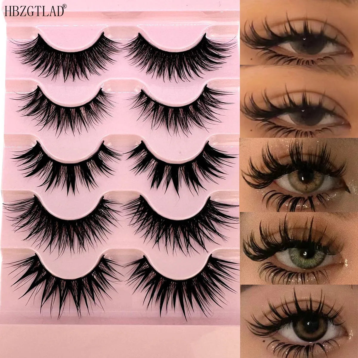 NEW 5 Pairs Lashes Manga Lashes Wispy False Eyelash Thai Makeup Fake Eyelashes Soft Natural  Wet Look Eyelashes Extension