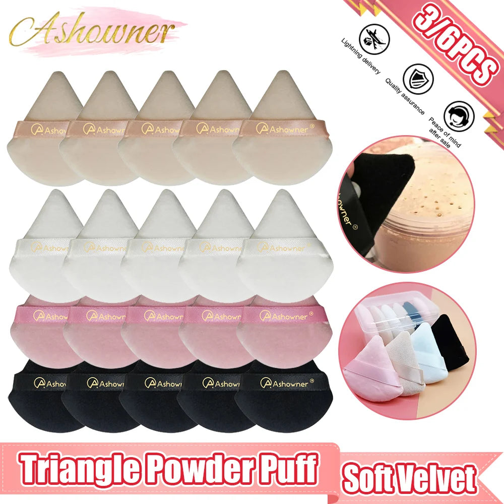 Mini Triangle Powder Puff Velvet Makeup Sponge for Face Soft Powder Puff Eyes Contouring Shadow Blender Washable Cosmetic Tool