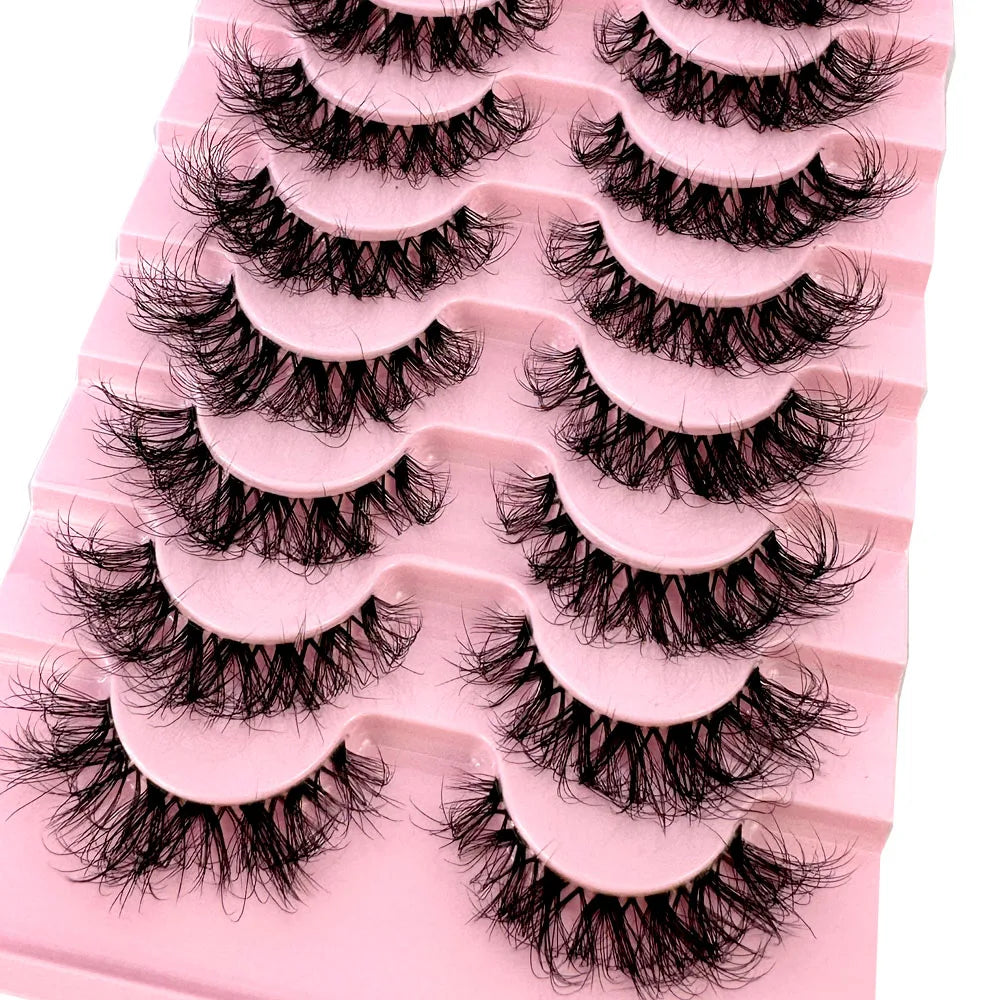 New10 Pairs Lashes manga Lashes 3D Clear Band Lashes Natural Look Wispy Mink Eyelashes Fluffy Cat Eye Lashes Pack Fake Eyelashes