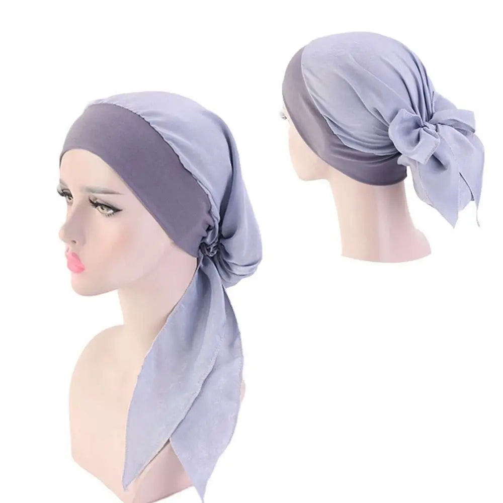 For Women Satin Silk Sleep Cap Hijab Scarf Headband Women Hat Turban Cap Silky Bonnet Head Scarf Elastic Hair Band