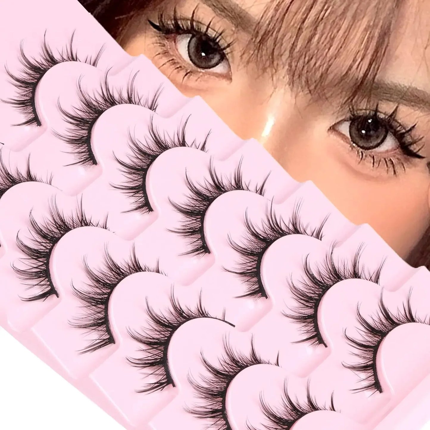 Manga Lashes Natural Look False Eyelashes Anime Lashes Mink Wispy Fluffy Spiky 3D Volume Eyelashes Pack Cosplay Fake Eyelashes