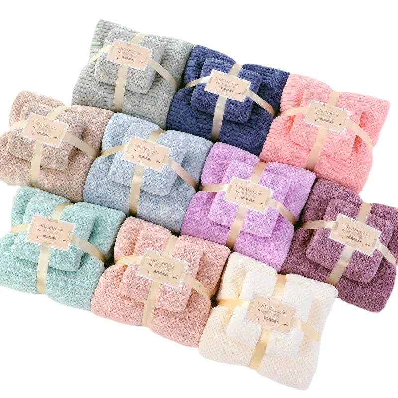 Microfibre Bath Towel Coral Fleece Absorbent Towel Hair Face Hand Bath Towel Sets Soft Velvet Beach Water Absorption Towels