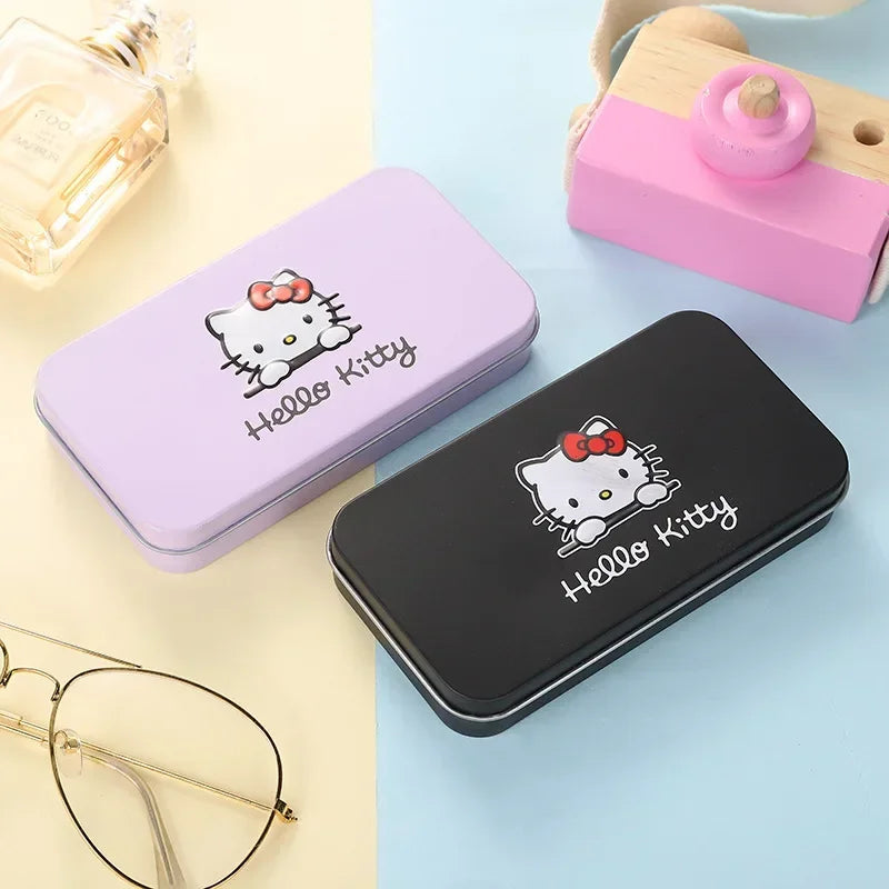 Hot Selling Sanrio Cute Hello Kitty Makeup Brush Box Essential Makeup Iron Box PU Bag 7 Pcs Makeup Tool Brush Wholesale Gift