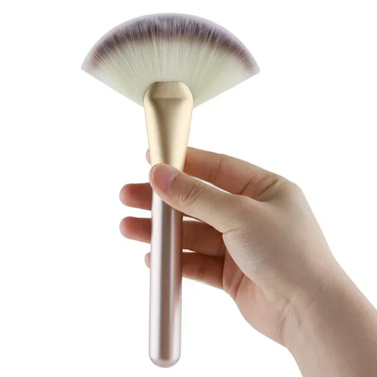 Large Flat Highlight Blush Fan-Shaped Makeup Brush Powder Loose Powder Face Brush Korean Soft Cosy Even Color Tools For Women