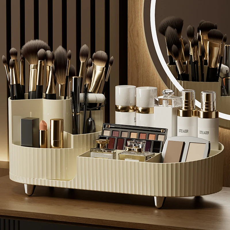 360° Rotating Makeup Luxury Brush Holder Cosmet Storag Box Makeup Organiser Lipsticks Make Up Container Vanity Organizer Box