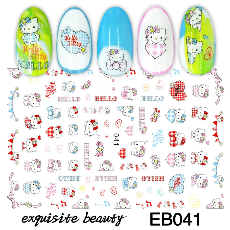 1PCS Sanrio Nail Supplies New Kolomi Nail Stickers Sliders For Nails Cute Kitty Stickers Press on Nails Nail Art Decorationsn