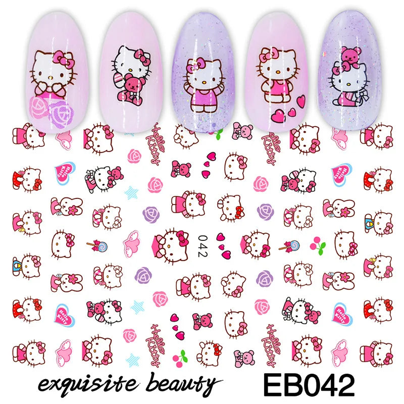 1PCS Sanrio Nail Supplies New Kolomi Nail Stickers Sliders For Nails Cute Kitty Stickers Press on Nails Nail Art Decorationsn