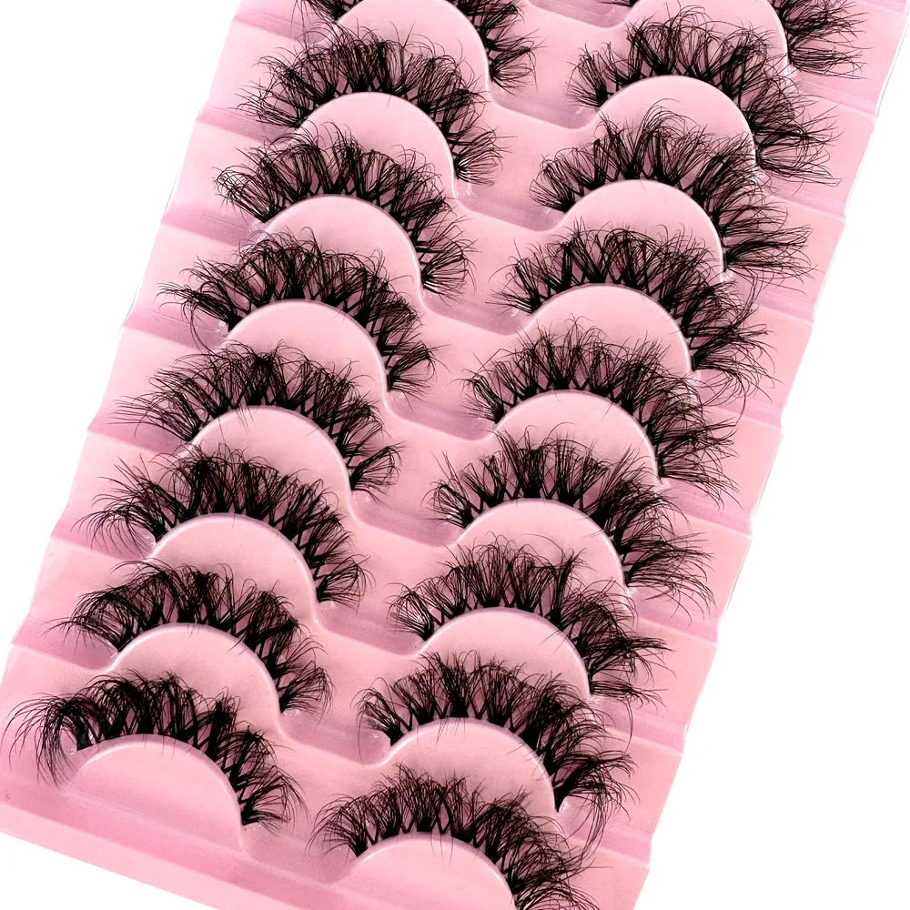 New10 Pairs Lashes manga Lashes 3D Clear Band Lashes Natural Look Wispy Mink Eyelashes Fluffy Cat Eye Lashes Pack Fake Eyelashes