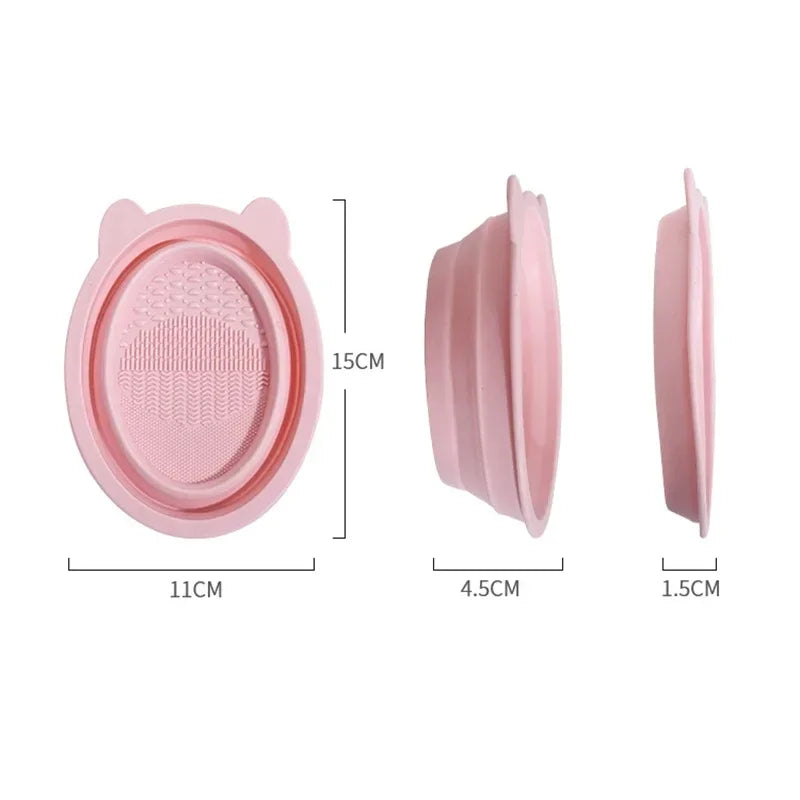 Makeup Brush Folding Cleaning Bowl Mat Cosmetic Powder Puff Beauty Egg Eyeshadow Brush Cleaner Scrubber Professional Makeup Tool