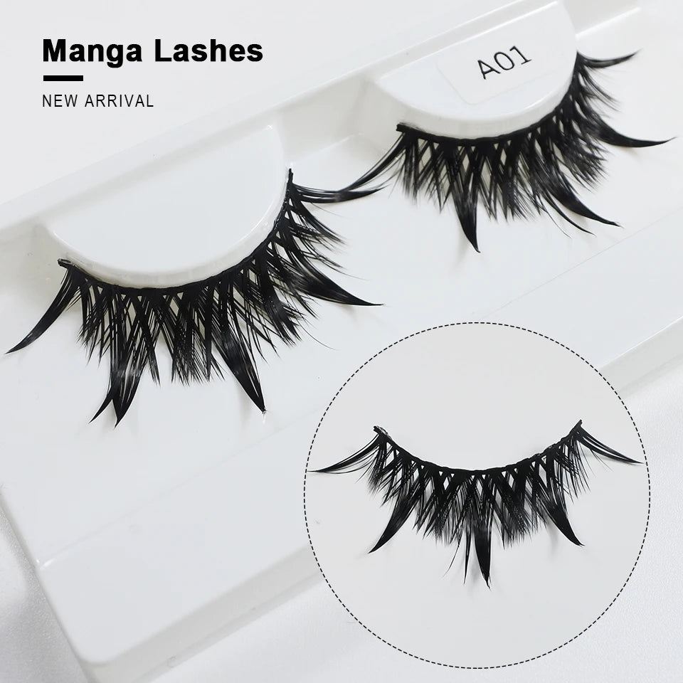 RED SIREN Eyelashes New Design Wet Manga Lashes Korean Makup Fashion Long Thick Natural Fake Eyelashes