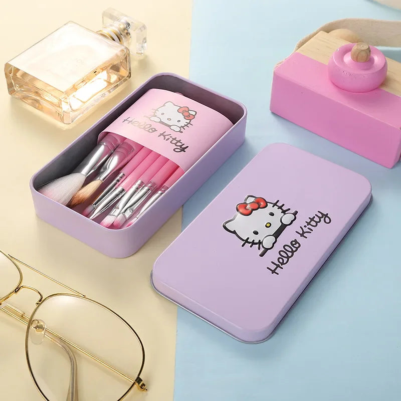 Hello Kitty Sanrio Makeup Brush Set Cartoon Anime Hellos Kittys Women Beauty Tools Girls Accessories Girls Gift Box