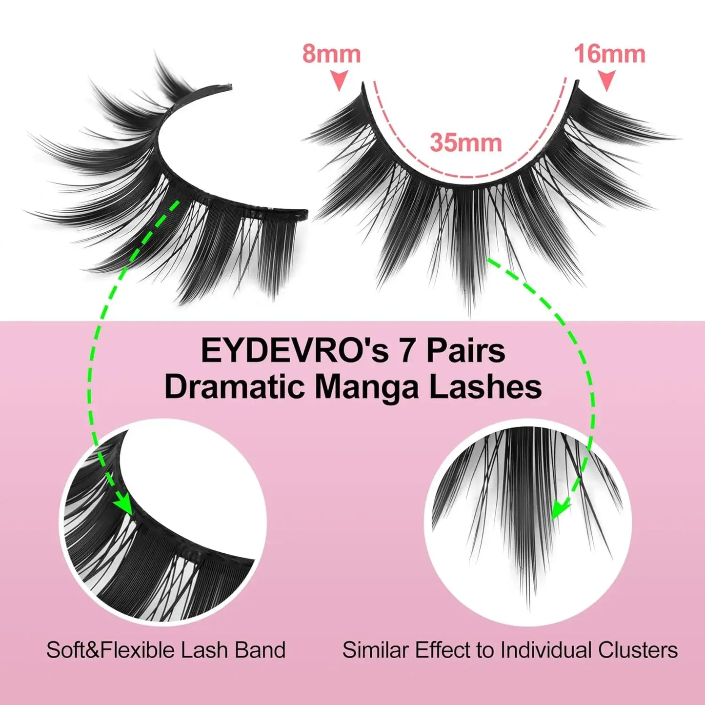 Manga Lashes Natural Look False Eyelashes Anime Lashes Mink Wispy Fluffy Spiky 3D Volume Eyelashes Pack Cosplay Fake Eyelashes