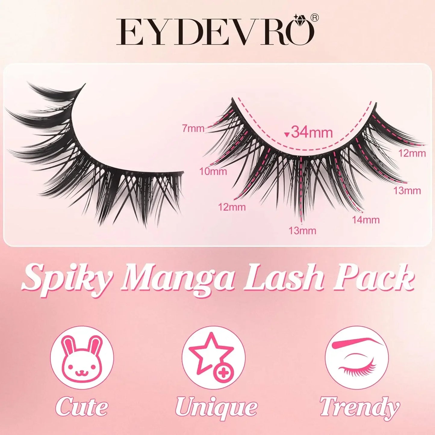 Manga Lashes Natural Look False Eyelashes Anime Lashes Mink Wispy Fluffy Spiky 3D Volume Eyelashes Pack Cosplay Fake Eyelashes