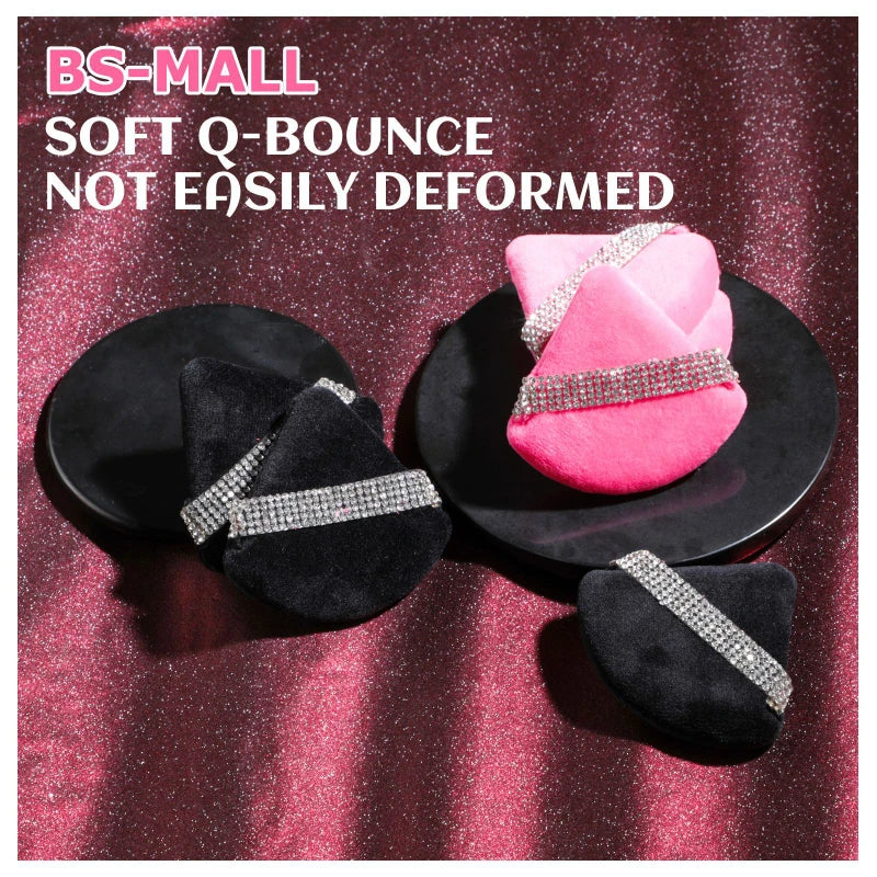 3Pcs Diamond Triangle Powder Puff Face Makeup Tool Sponge Velvet Soft Smooth Facial Beauty Makeup Sponge Cosmetics Accessories