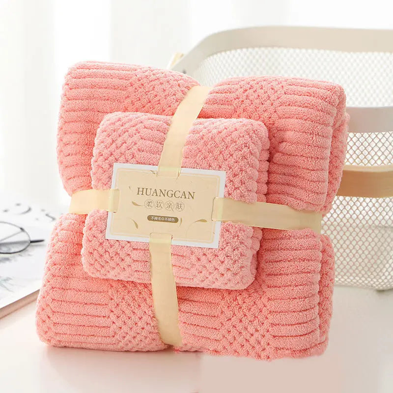 Microfibre Bath Towel Coral Fleece Absorbent Towel Hair Face Hand Bath Towel Sets Soft Velvet Beach Water Absorption Towels