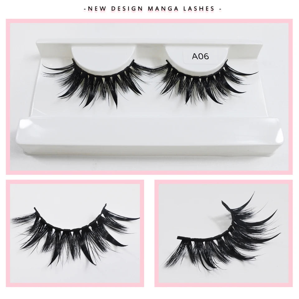 RED SIREN Eyelashes New Design Wet Manga Lashes Korean Makup Fashion Long Thick Natural Fake Eyelashes