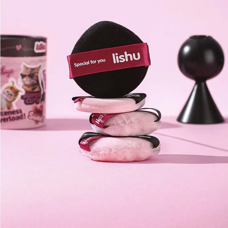 Lishu 4pcs  Makeup Foundation Puff  Air Cushion Loose Powder Velvet Cosmetic Blender Sponge Applicator