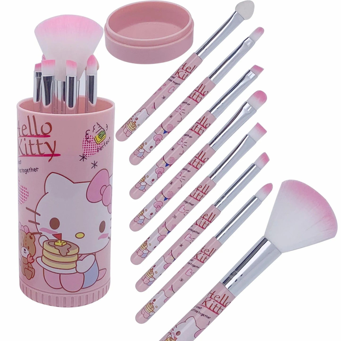 Sanrio Hello Kitty Anime Makeup Brush Set Fashion Jewelry Blush Eyebrow Lip Eyeshadow Brush Beauty Tools Girls Gift with Box