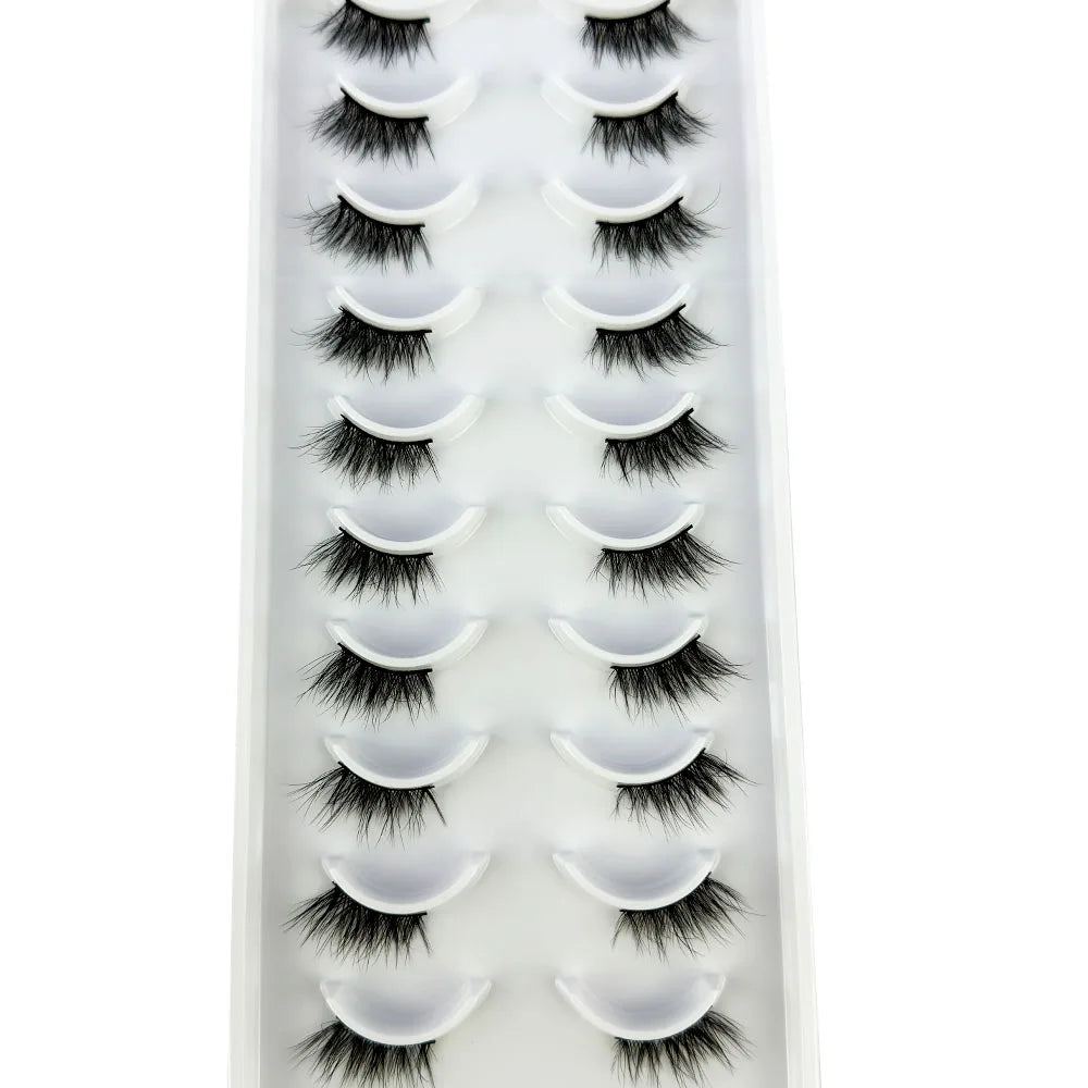 NEW 10Pairs Half Eye Lashes 6D Faux Mink Natural Fluffy Eyelashes Makeup Cils Wholesale Fake Eyelash Extension Hot Style