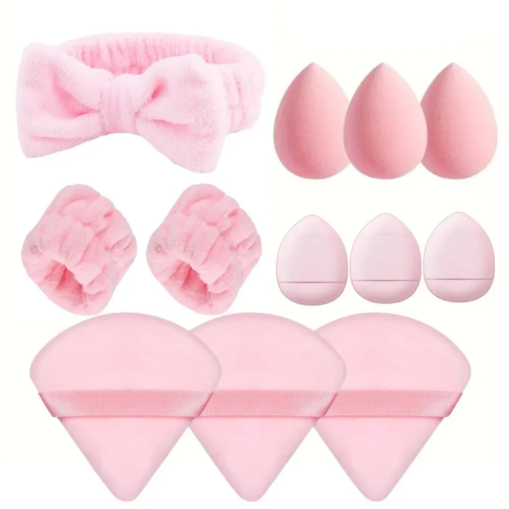 12/15Pcs Cosmetic Puff Makeup Sponge Blender Beauty Egg Foundation Sponges Puff Wash Face Headband Wristband Make Up Accessories