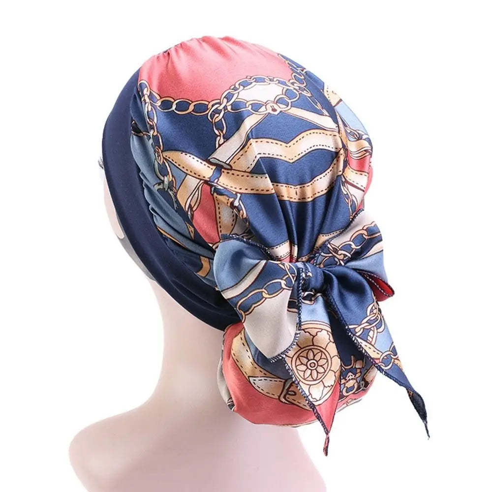 For Women Satin Silk Sleep Cap Hijab Scarf Headband Women Hat Turban Cap Silky Bonnet Head Scarf Elastic Hair Band