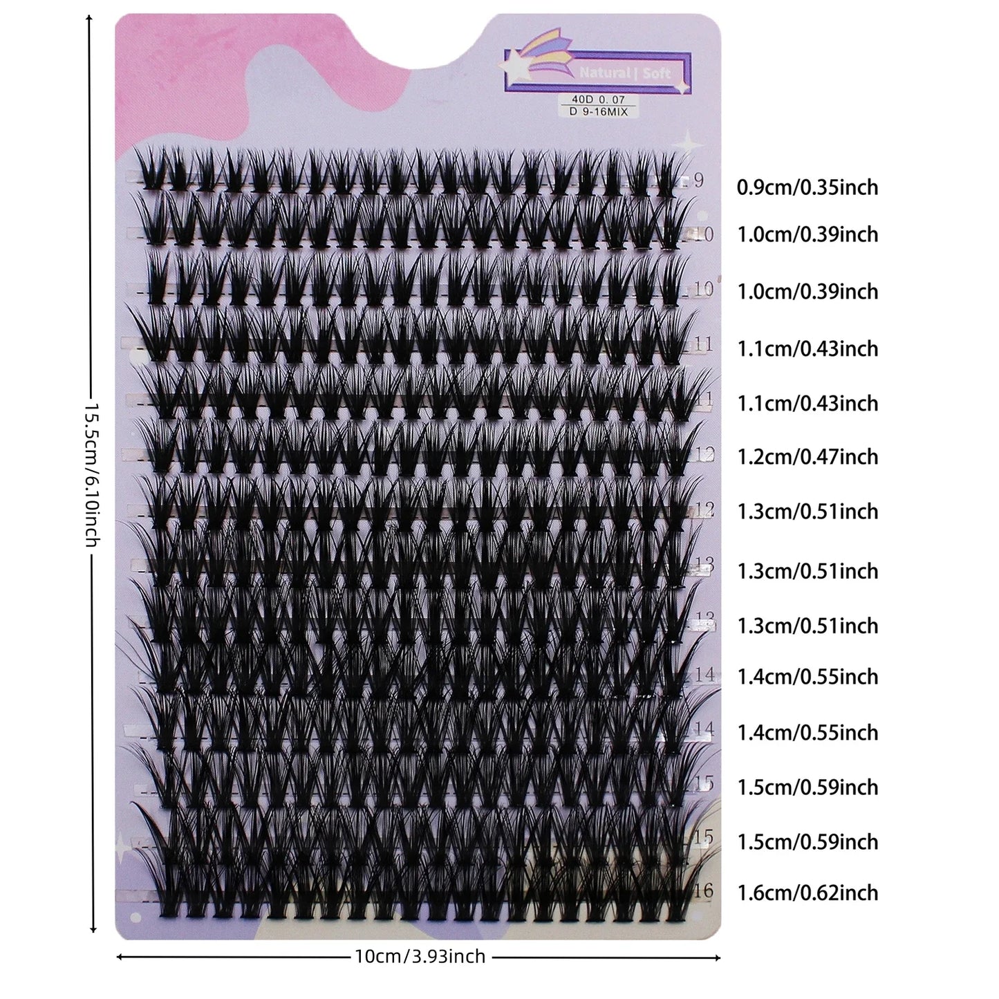 14 Rows 280 Clusters 40D Mix 9-16mm Cluster Lashes Extension Natural Thick Fake Eyelash 3D Strip Individual Lashes