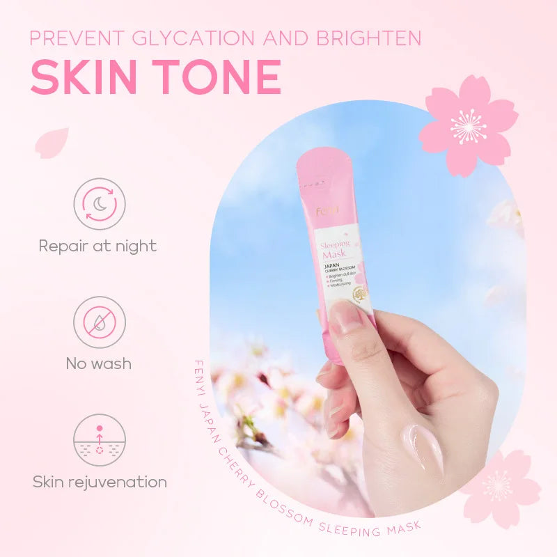 10pcs Sakura Sleeping Mask Moisturizing Reduce Wrinkle Nourishing Brightening Portable Disposable Face Mask Facial Care