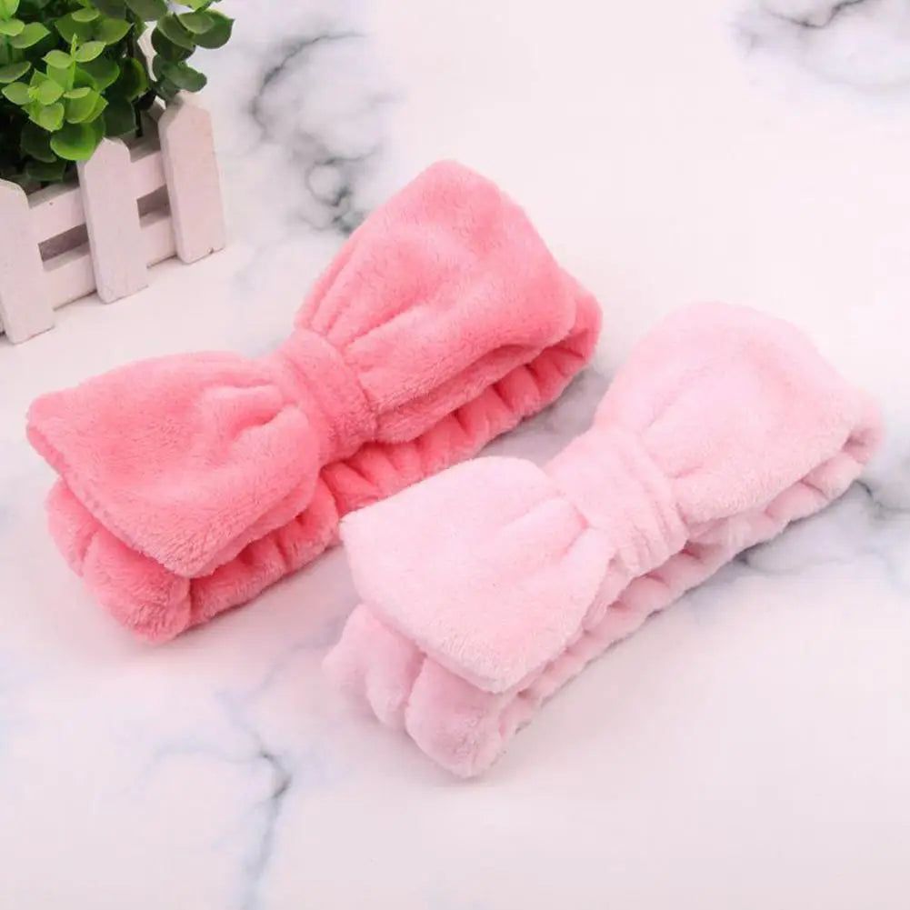 Women Solid Bow Headbands Coral Fleece Makeup Spa Wash Face Turban Head Wrap Girls Hair Towel Accessories Head Band Hairbands