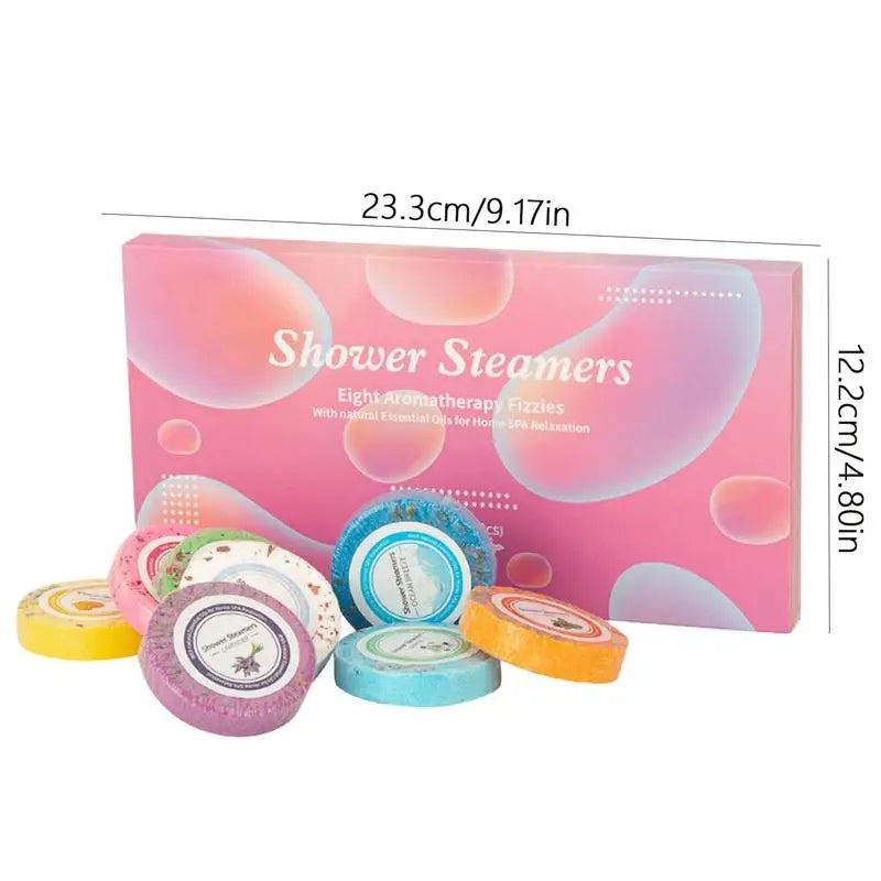 Shower Steamers 8pcs Organic Natural Essential Oils Slimming Bath Bombs Foot Soak Relaxation Tablets Dispenser Accessories