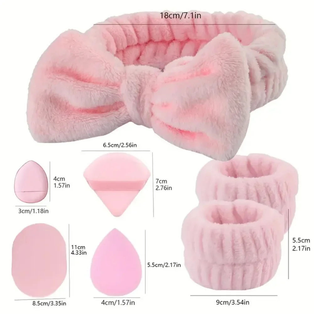 12/15Pcs Cosmetic Puff Makeup Sponge Blender Beauty Egg Foundation Sponges Puff Wash Face Headband Wristband Make Up Accessories